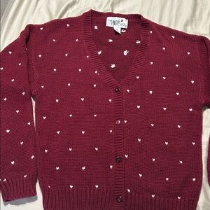 Women's Red Cardigan with White Accents